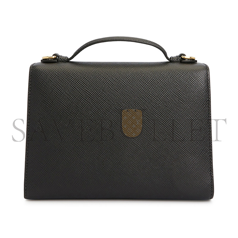PRADA SHOULDER BAG HANDBAG MONOCHROME SAFFIANO BLACK 1BD317 (21*14*6.5cm) 